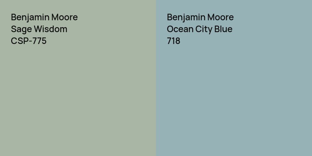 Benjamin Moore Sage Wisdom vs. Benjamin Moore Ocean City Blue