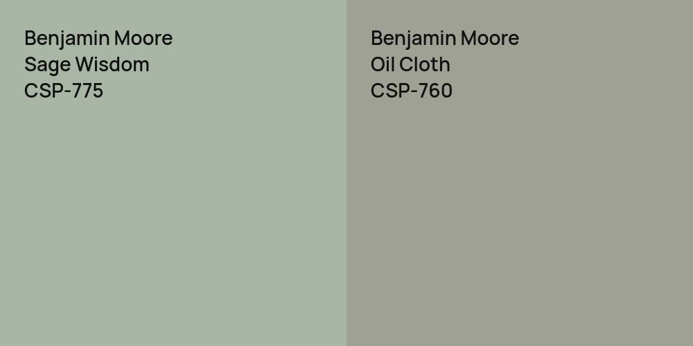 Benjamin Moore Sage Wisdom vs. Benjamin Moore Oil Cloth