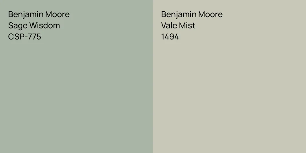 Benjamin Moore Sage Wisdom vs. Benjamin Moore Vale Mist