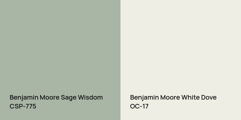 Benjamin Moore Sage Wisdom vs. Benjamin Moore White Dove