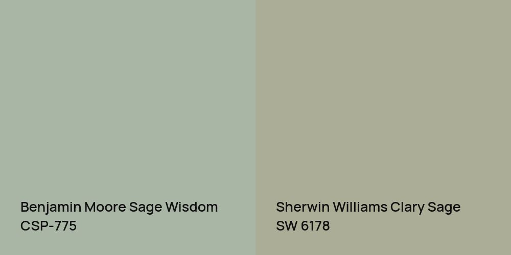 Benjamin Moore Sage Wisdom vs. Sherwin Williams Clary Sage