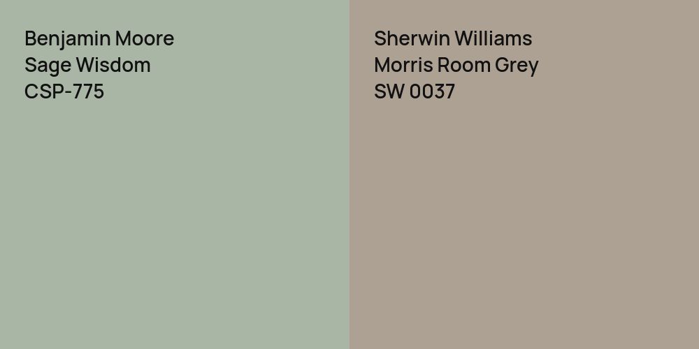 Benjamin Moore Sage Wisdom vs. Sherwin Williams Morris Room Grey