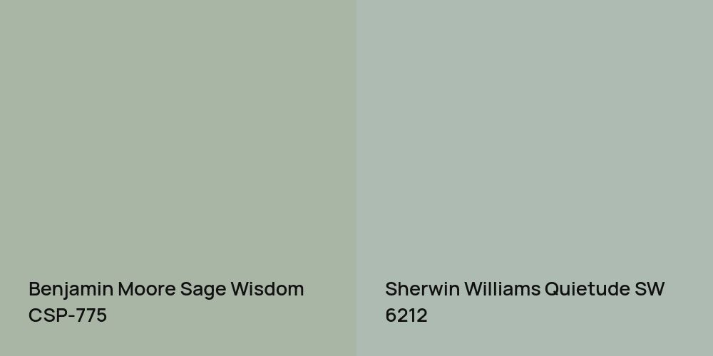 Benjamin Moore Sage Wisdom vs. Sherwin Williams Quietude