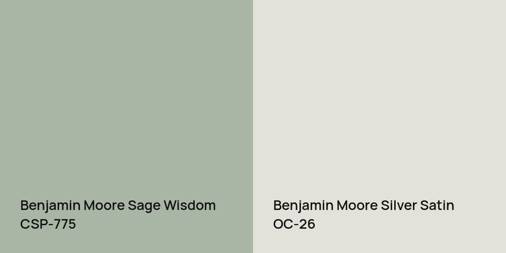 Benjamin Moore Sage Wisdom vs. Benjamin Moore Silver Satin