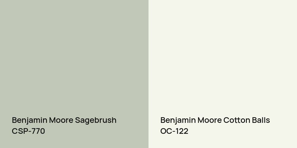 Benjamin Moore Sagebrush vs. Benjamin Moore Cotton Balls