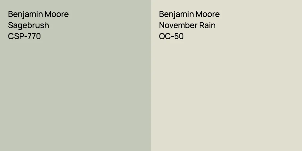 Benjamin Moore Sagebrush vs. Benjamin Moore November Rain