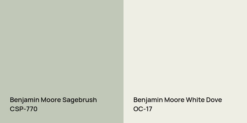 Benjamin Moore Sagebrush vs. Benjamin Moore White Dove