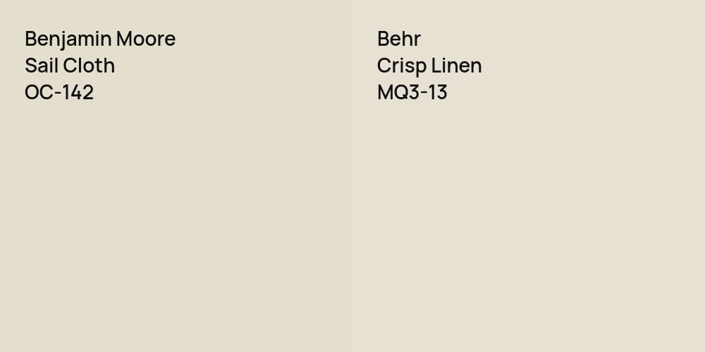 Benjamin Moore Sail Cloth vs. Behr Crisp Linen