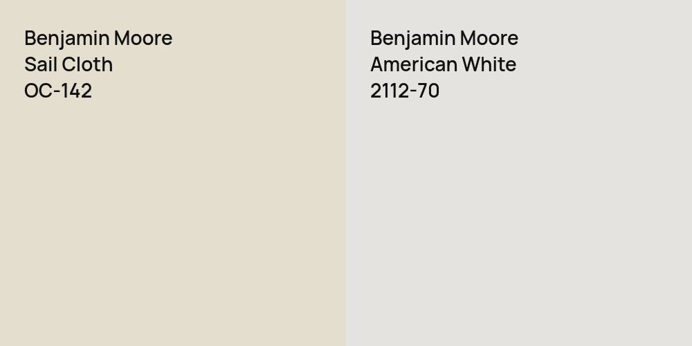 Benjamin Moore Sail Cloth vs. Benjamin Moore American White