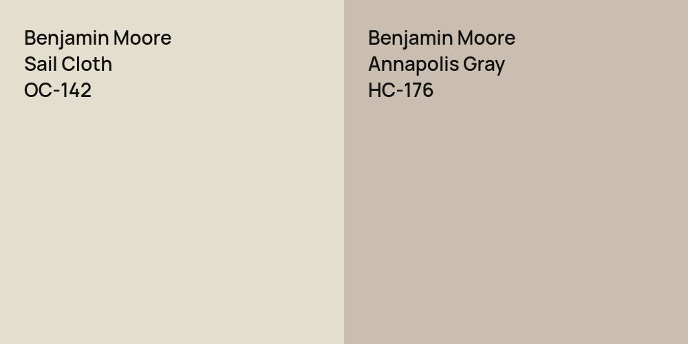 Benjamin Moore Sail Cloth vs. Benjamin Moore Annapolis Gray