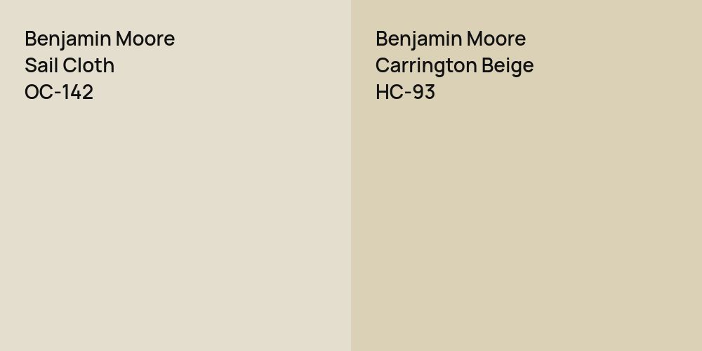 Benjamin Moore Sail Cloth vs. Benjamin Moore Carrington Beige