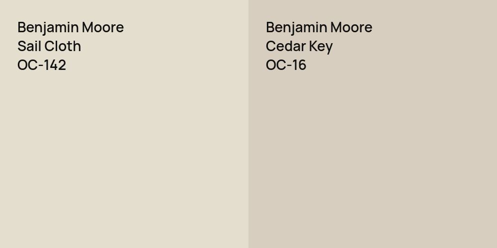 Benjamin Moore Sail Cloth vs. Benjamin Moore Cedar Key