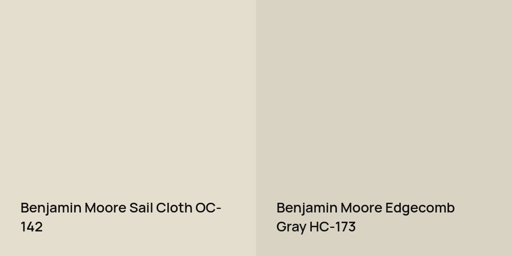 Benjamin Moore Sail Cloth vs. Benjamin Moore Edgecomb Gray