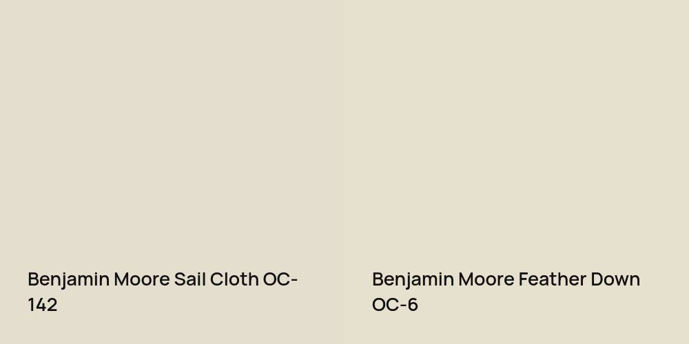 Benjamin Moore Sail Cloth vs. Benjamin Moore Feather Down comparison