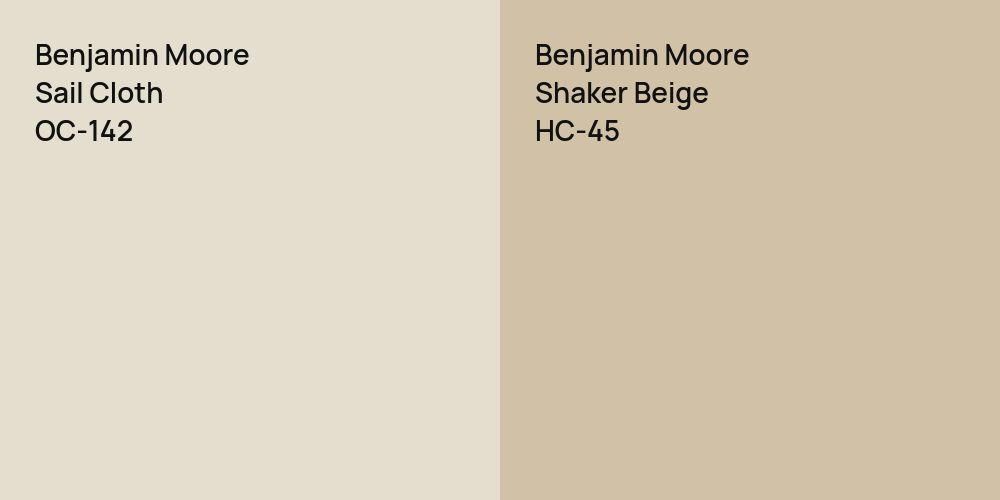 Benjamin Moore Sail Cloth vs. Benjamin Moore Shaker Beige