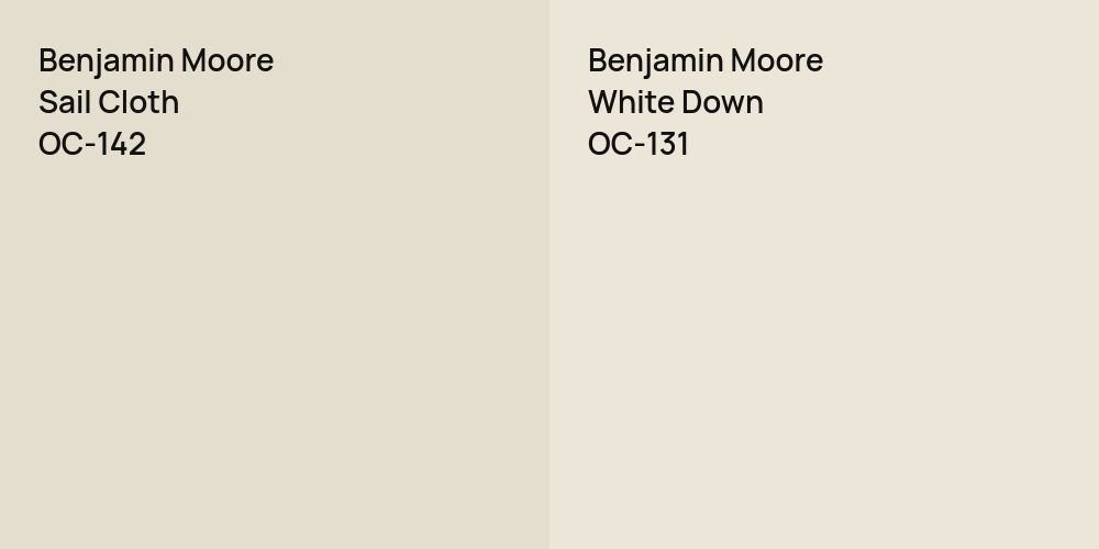 Benjamin Moore Sail Cloth vs. Benjamin Moore White Down