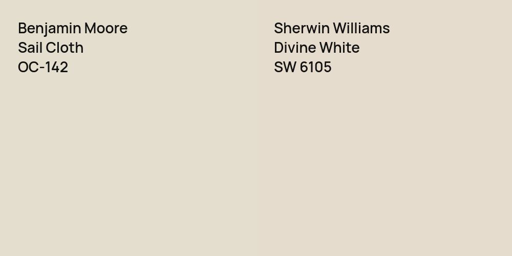 Benjamin Moore Sail Cloth vs. Sherwin Williams Divine White