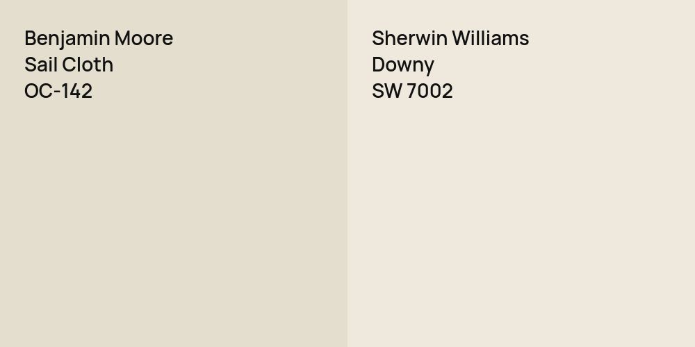 Benjamin Moore Sail Cloth vs. Sherwin Williams Downy