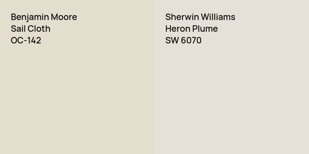 Benjamin Moore Sail Cloth vs. Sherwin Williams Heron Plume