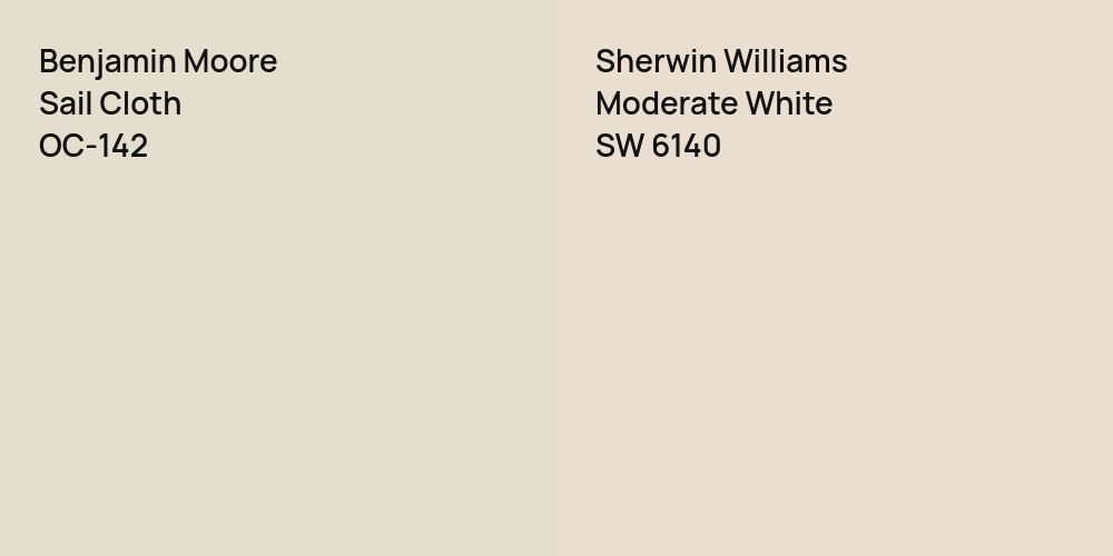 Benjamin Moore Sail Cloth vs. Sherwin Williams Moderate White