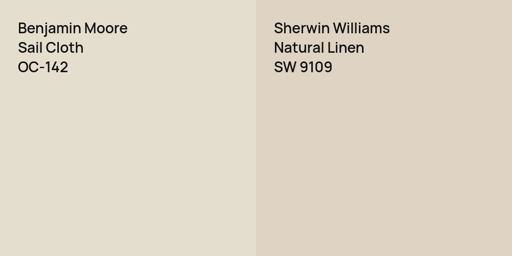 Benjamin Moore Sail Cloth vs. Sherwin Williams Natural Linen