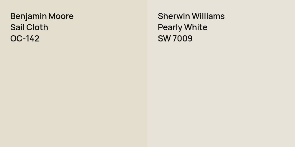 Benjamin Moore Sail Cloth vs. Sherwin Williams Pearly White