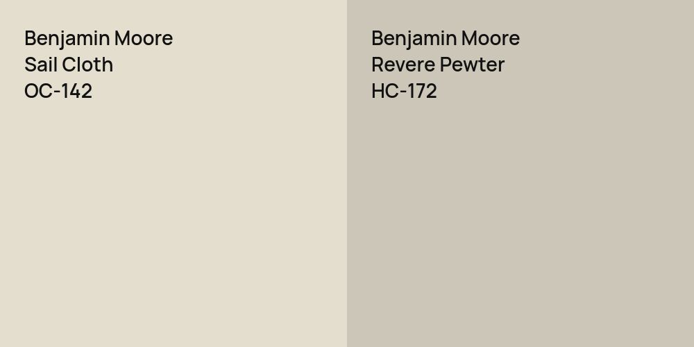 Benjamin Moore Sail Cloth vs. Benjamin Moore Revere Pewter