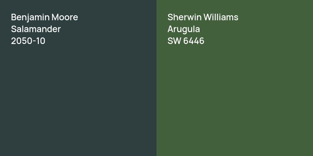 Benjamin Moore Salamander vs. Sherwin Williams Arugula