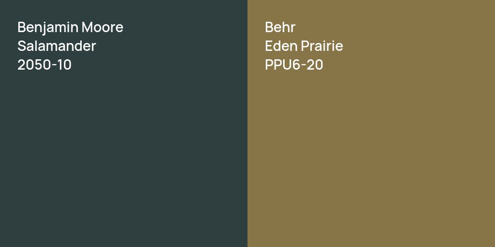 Benjamin Moore Salamander vs. Behr Eden Prairie