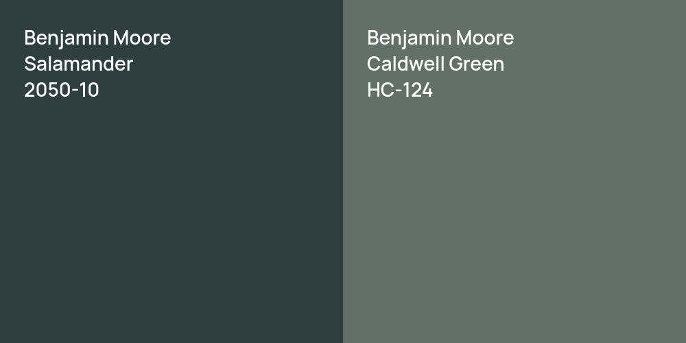 Benjamin Moore Salamander vs. Benjamin Moore Caldwell Green