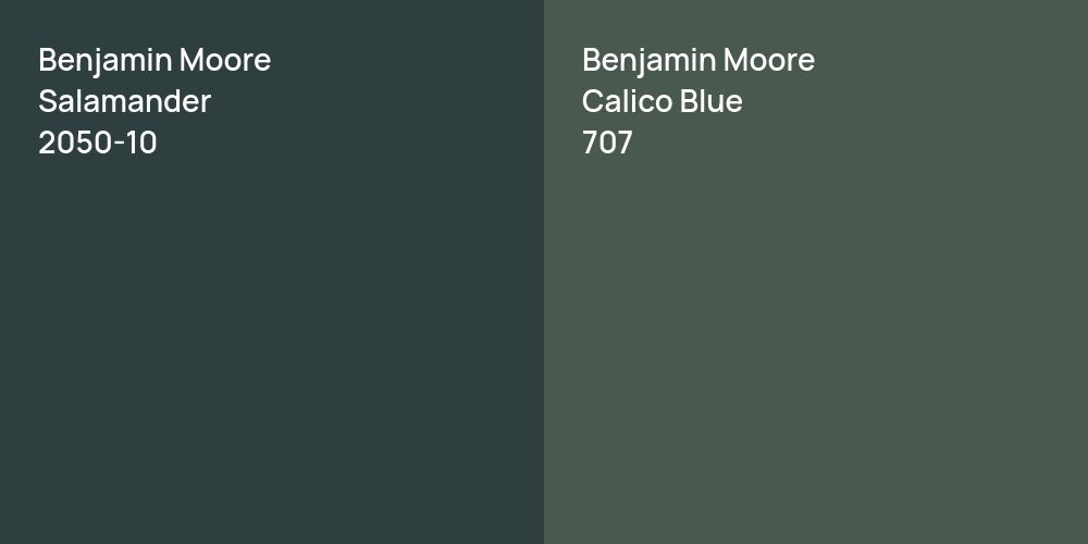 Benjamin Moore Salamander vs. Benjamin Moore Calico Blue