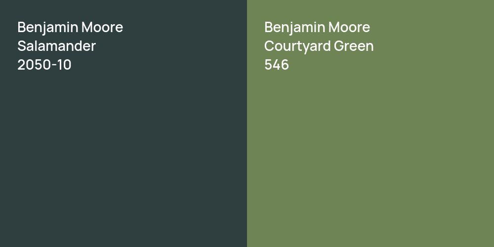 Benjamin Moore Salamander vs. Benjamin Moore Courtyard Green