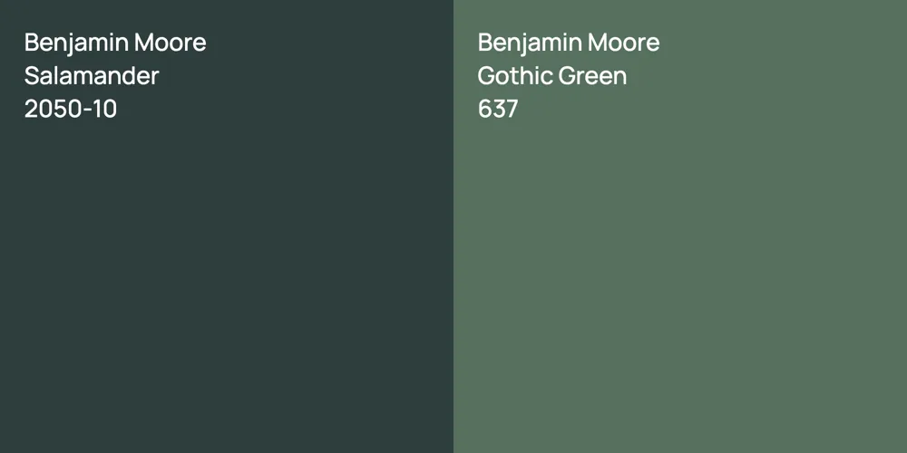 Benjamin Moore Salamander vs. Benjamin Moore Gothic Green