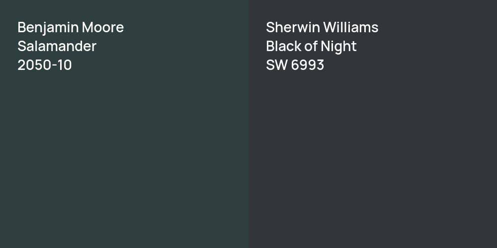 Benjamin Moore Salamander vs. Sherwin Williams Black of Night