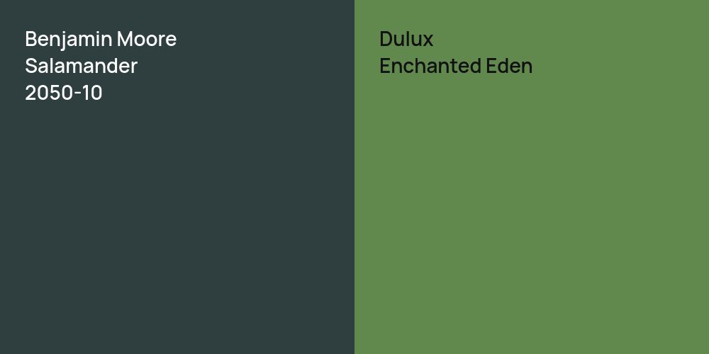 Benjamin Moore Salamander vs. Dulux Enchanted Eden