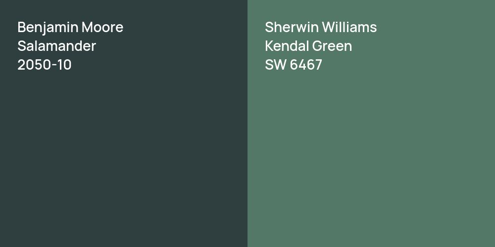 Benjamin Moore Salamander vs. Sherwin Williams Kendal Green