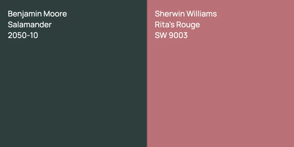 Benjamin Moore Salamander vs. Sherwin Williams Rita's Rouge