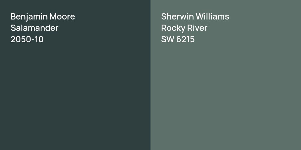 Benjamin Moore Salamander vs. Sherwin Williams Rocky River