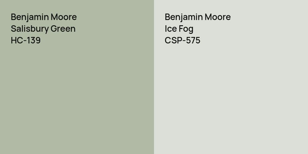 Benjamin Moore Salisbury Green vs. Benjamin Moore Ice Fog