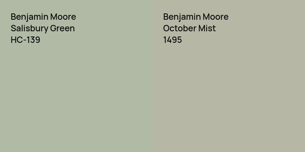 Benjamin Moore Salisbury Green vs. Benjamin Moore October Mist