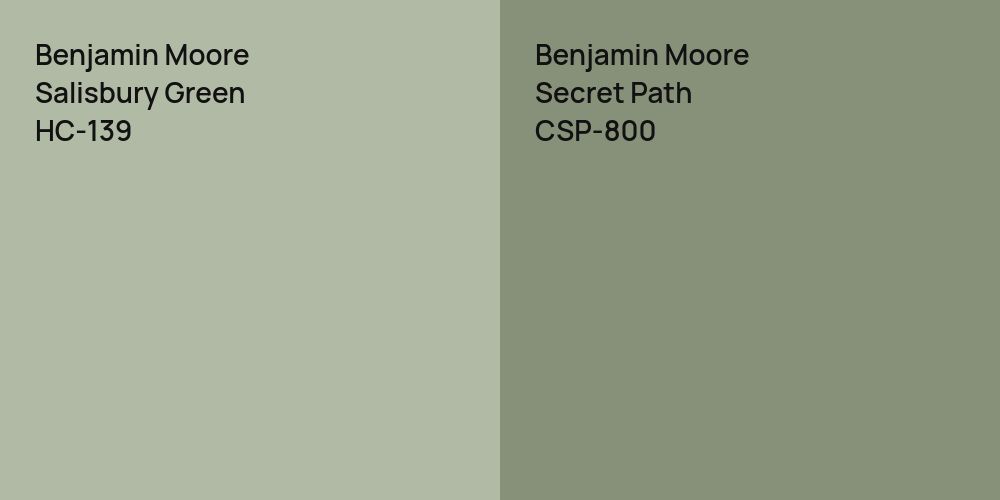 Benjamin Moore Salisbury Green vs. Benjamin Moore Secret Path