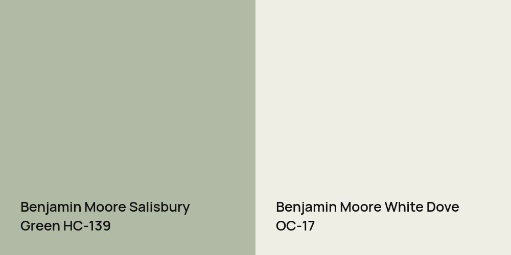 Benjamin Moore Salisbury Green vs. Benjamin Moore White Dove