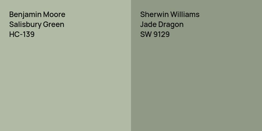 Benjamin Moore Salisbury Green vs. Sherwin Williams Jade Dragon