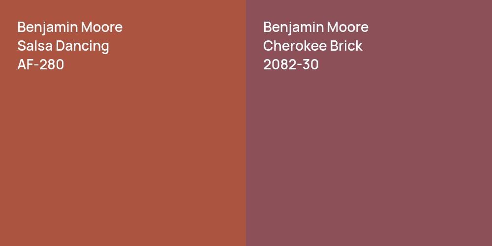 Benjamin Moore Salsa Dancing vs. Benjamin Moore Cherokee Brick