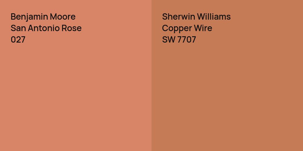 Benjamin Moore San Antonio Rose vs. Sherwin Williams Copper Wire