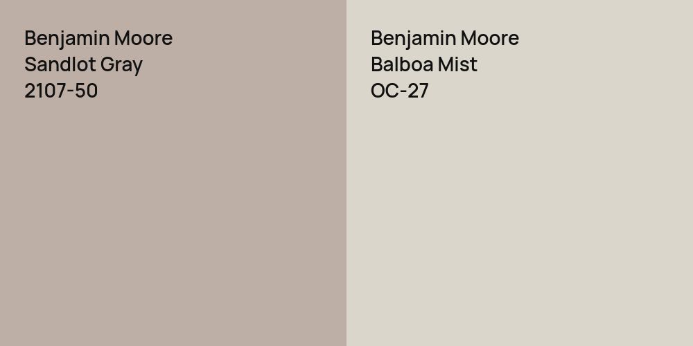 Benjamin Moore Sandlot Gray vs. Benjamin Moore Balboa Mist