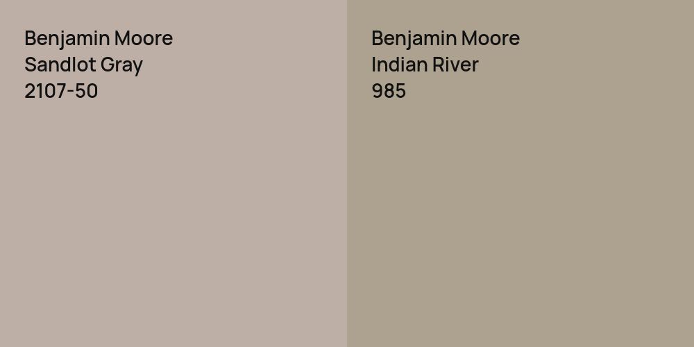 Benjamin Moore Sandlot Gray vs. Benjamin Moore Indian River