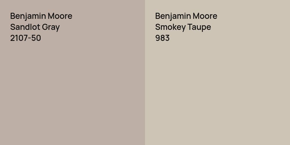 Benjamin Moore Sandlot Gray vs. Benjamin Moore Smokey Taupe