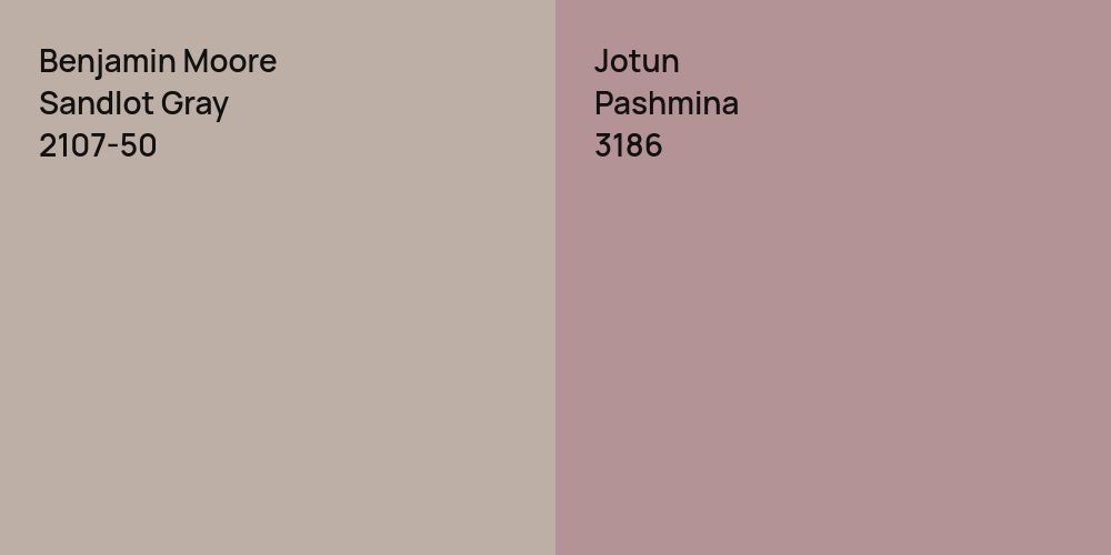 Benjamin Moore Sandlot Gray vs. Jotun Pashmina