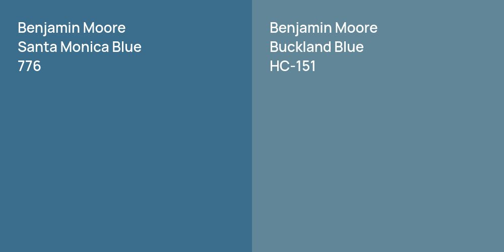 Benjamin Moore Santa Monica Blue vs. Benjamin Moore Buckland Blue